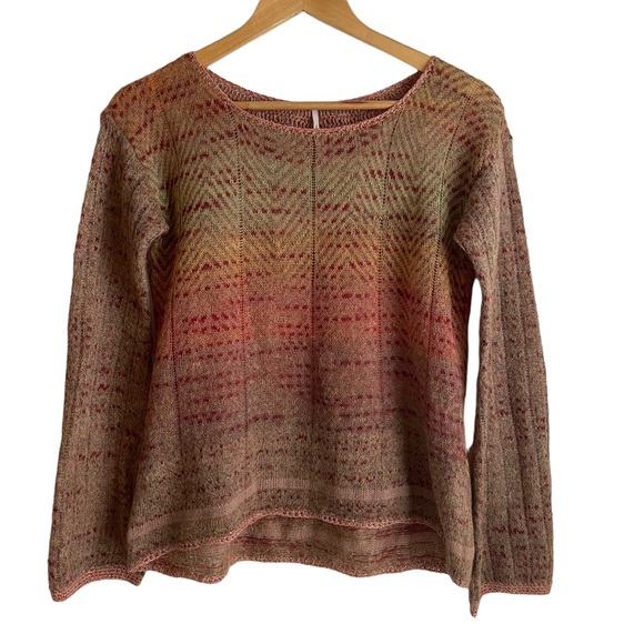 Free People Sweaters - Free People Crochet Back Rust Colored Patterned Mohair Blend Pullover Sweater